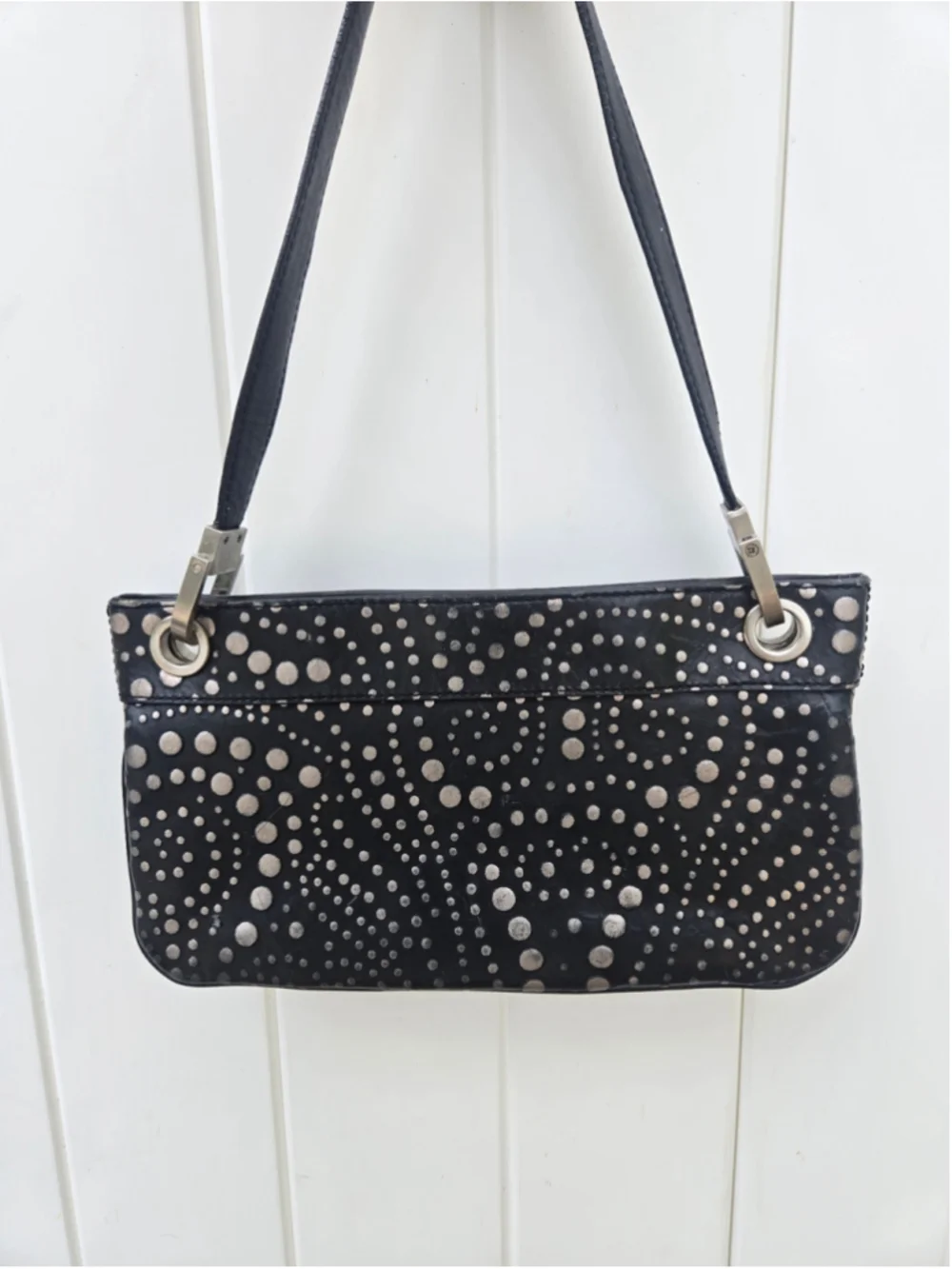 Women's Donald J Pliner Black Silver Studded Shoulder Bag One Size